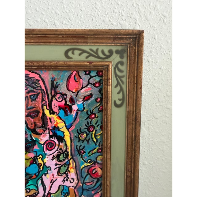 Set of 2 Abstract Paintings by Serg Graff "Flower Fairy" | "Mr Umbrella" Framed For Sale - Image 10 of 17
