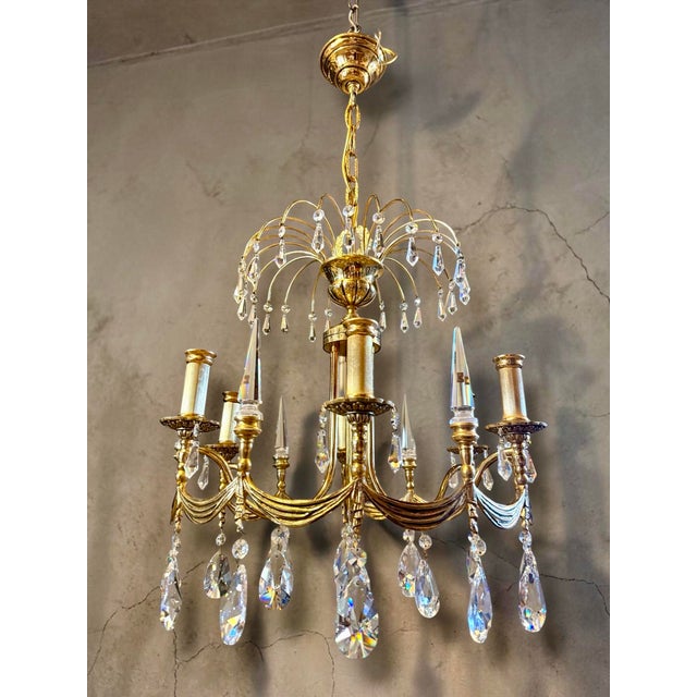 Empire Neo-Classical Style Crystal Chandelier, 1950s For Sale - Image 4 of 8