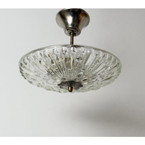 Vintage Swedish Sculptural Glass Ceiling Fixture with Floral Rosette, 1970 For Sale - Image 10 of 18