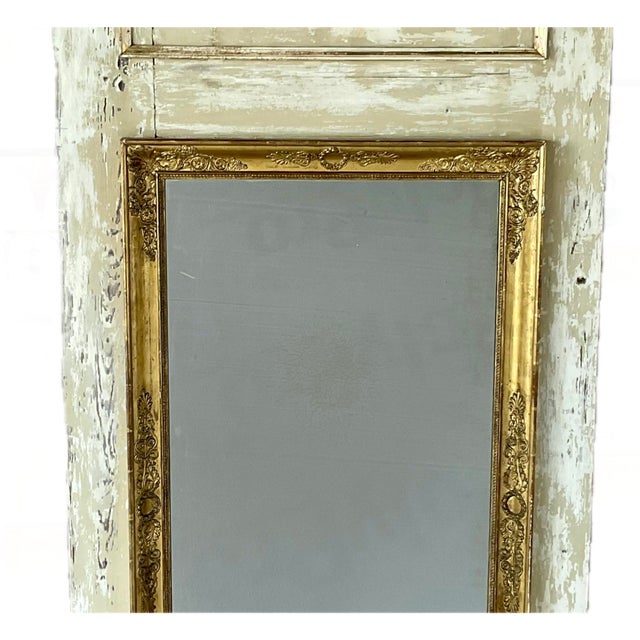 French Painted and Giltwood Trumeau Mirror For Sale - Image 4 of 8