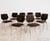 Elegant set of chairs of 1970s modernist design attributed to Carlo Ratti. The frame is made of curved plywood, with seats...