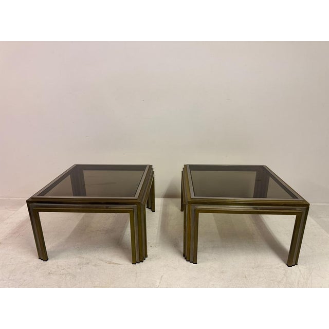 1970s Vintage Steel and Brass Side Tables, 1970s, Set of 2 For Sale - Image 5 of 12