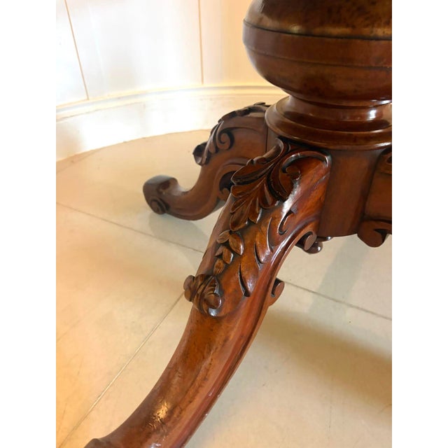 Antique Victorian Burr Walnut Carved Centre Table, 1860 For Sale - Image 13 of 15