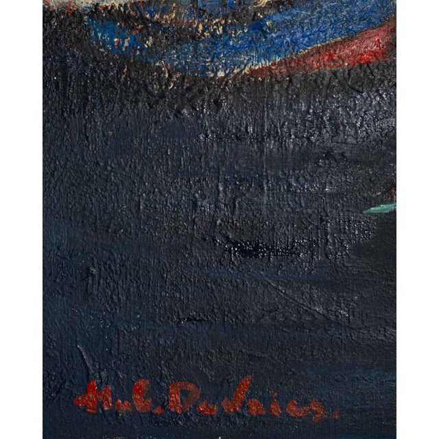 Hubert Henri de Vries, Boats in the Harbor, Antwerp, 1960s, Oil on Canvas For Sale - Image 3 of 9