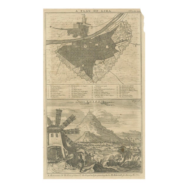 Peru and Bolivia City Plan, 1750, Paper For Sale