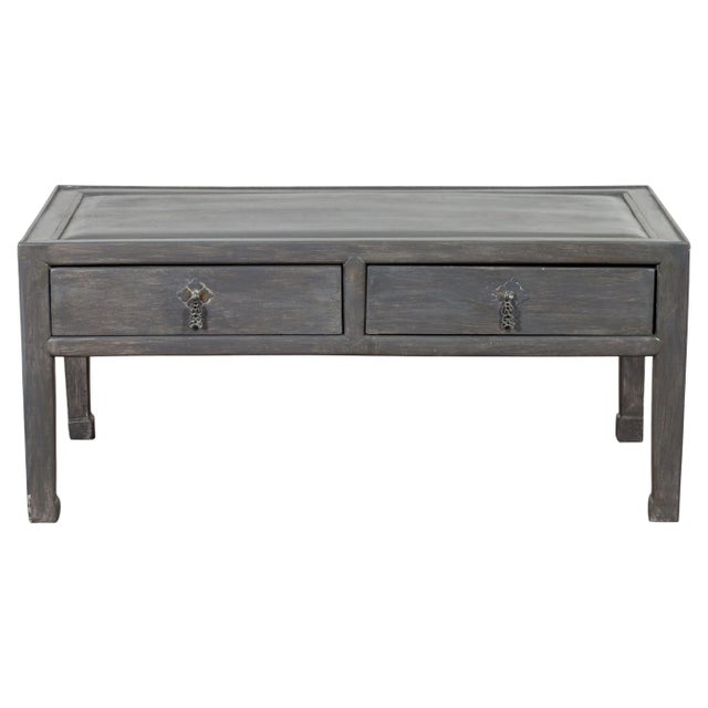 Chinese Late Qing Low Table with Two Drawers and Custom Grey Silver Lacquer For Sale - Image 13 of 13