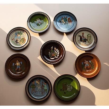 Mid-Century Swiss Folk Art Studio Pottery Wall Plates by Mw Thun - Set of 9 For Sale - Image 4 of 16