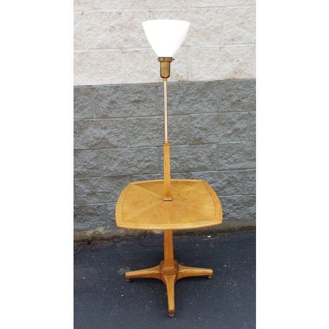 Mid-Century Tomlinson Sophisticate Walnut Torchiere Floor Lamp With Table For Sale - Image 9 of 12