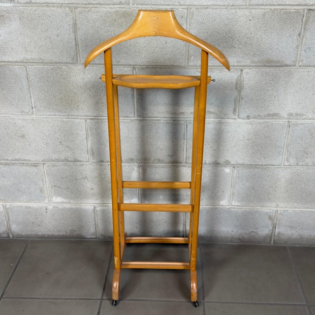 Vintage Modern Wooden Valet Stand from Artigianato Italiano, 1970s For Sale - Image 3 of 8