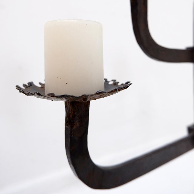 Rustic Rural Decoration - Mid-Century Measures : 54x30cm H:51cm Five-branch wrought-iron candelabra in the style of the...