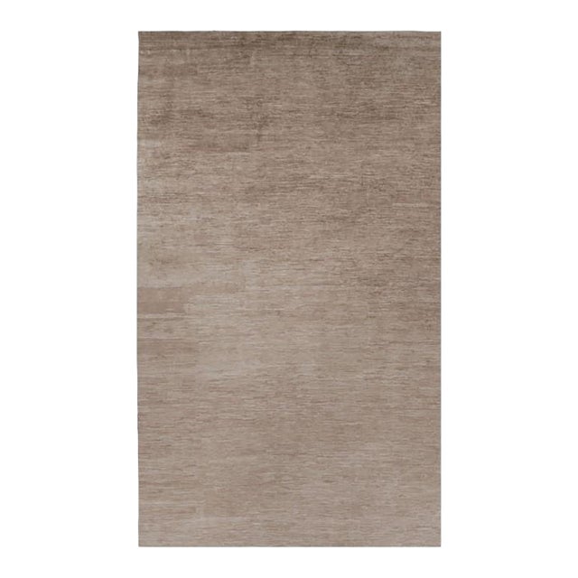 Rug & Kilim’s Oversized Modern Textural Rug in Brown, White and Beige Striae - 10x17 For Sale
