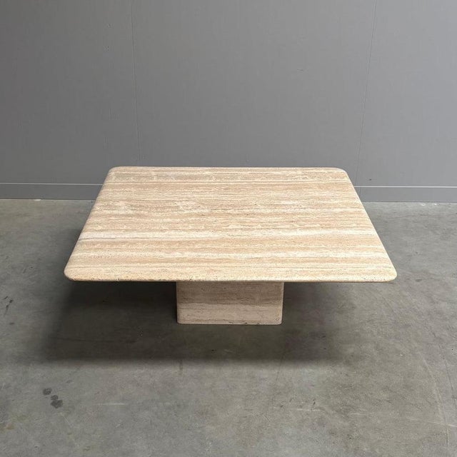Beige Large Vintage Travertine Coffee Table, 1970s For Sale - Image 8 of 14