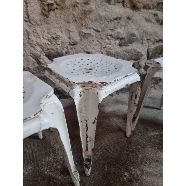French Industrial Metal Stools by Multipl's, 1930s, Set of 6 For Sale - Image 4 of 15
