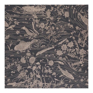 Schumacher Sea Garden Wallpaper in Charcoal - 10 Yards For Sale
