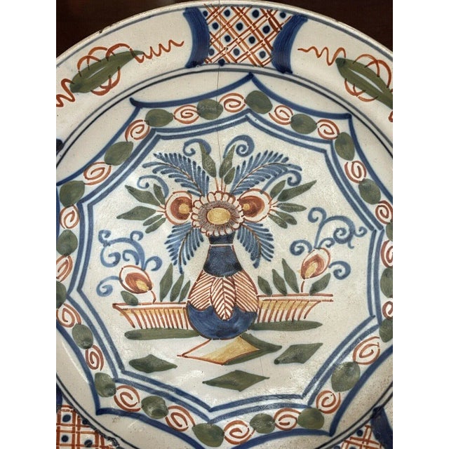 Set of Two 18th Century Hand Painted Porcelain Delft 9" Plates Circa 1725-1750 For Sale - Image 4 of 12