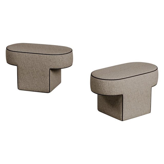 Gold MDF and Upholstered Bitta Pouf by Dainelli Studio Atelier For Sale - Image 8 of 8