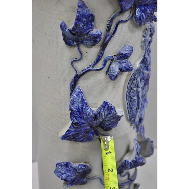 Antique German Westerwald Salt Glaze Stoneware Cobalt Blue Jardiniere & Pedestal For Sale - Image 15 of 18