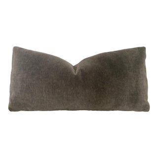 Plush Antique Pewter Mohair Down Filled Lumbar For Sale