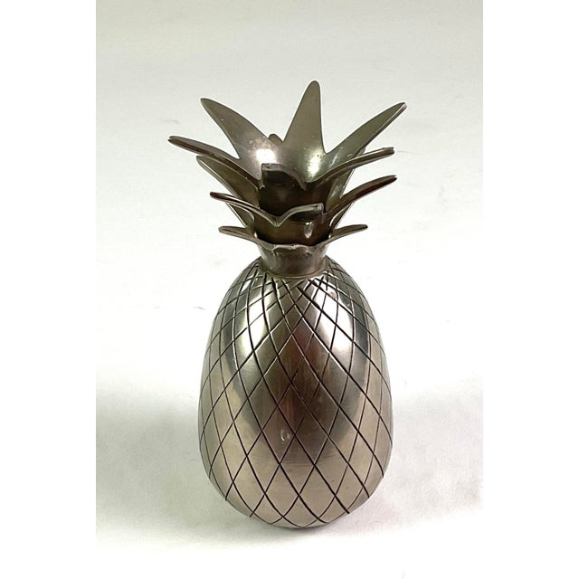 Silver Vintage Polished Pewter Pineapple Shaped Candle Holder For Sale - Image 8 of 12