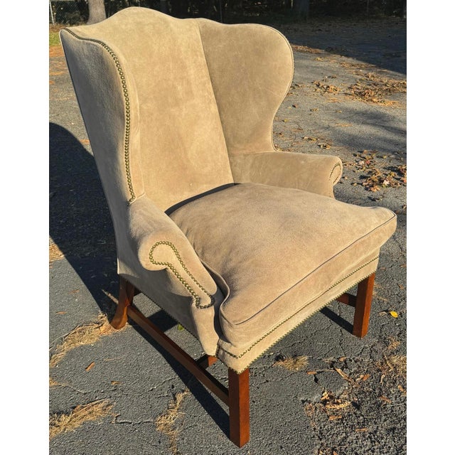 Animal Skin Ralph Lauren Suede Devonshire Chair For Sale - Image 7 of 8