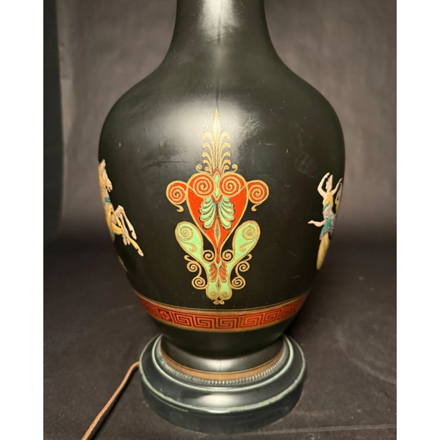 Early 20th Century Pair of French Neoclassical Black-Ground Porcelain Lamps Attributed to Samson For Sale - Image 9 of 9
