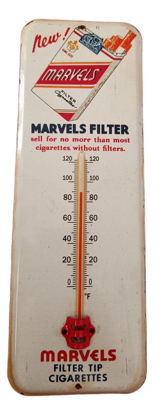Premium Vintage Style Marvels Filter Cigarettes Advertising Thermometer Sign