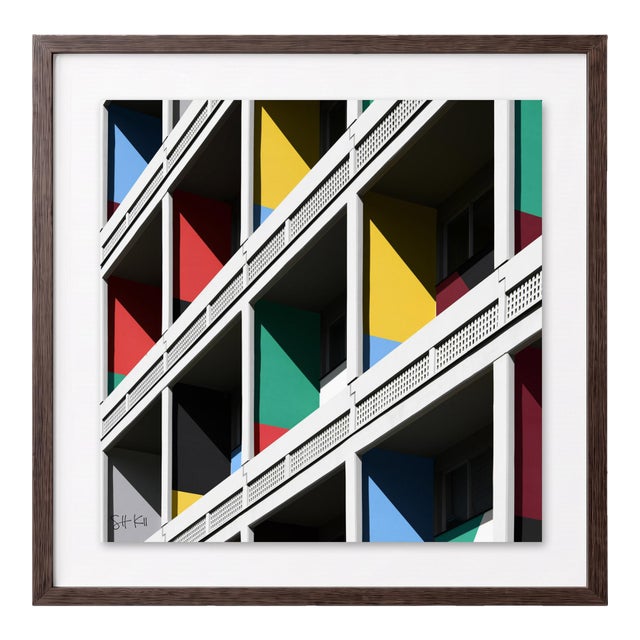 “Corbusierhaus Berlin 03” Giclee Archival Pigment Print 24x24 Framed in Walnut For Sale