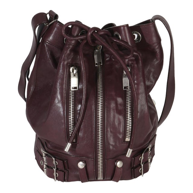 Bordeaux Smooth Calfskin Medium Rider Bucket Bag For Sale