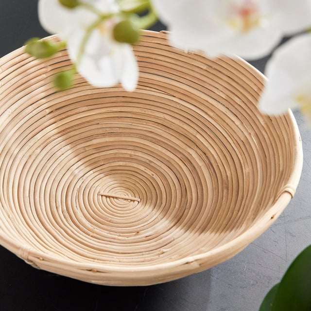 Cane Rattan Low Bowls, Set Of 2 For Sale In Chicago - Image 6 of 7