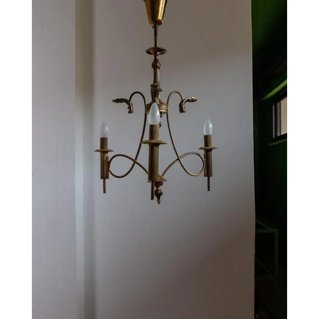 Vintage Brass Chandelier, 1930s For Sale - Image 6 of 10