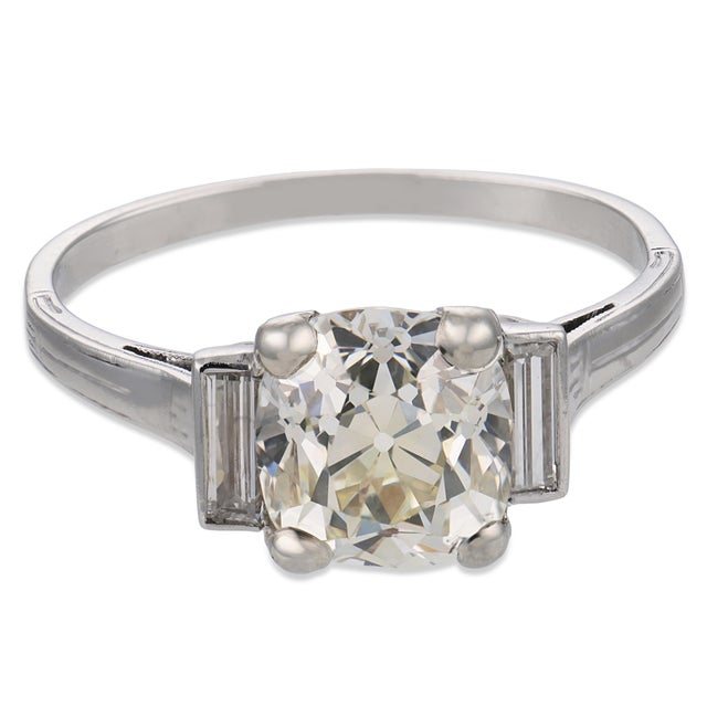 Art Deco 1920s Art Deco Gia 2.19 Carat Diamond Platinum Engagement Ring, Size 7 For Sale - Image 3 of 6