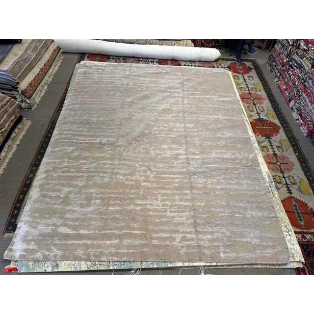 Abstract Modern Abstract Nepalese Handspun Wool Rug, 10x14 For Sale - Image 3 of 6