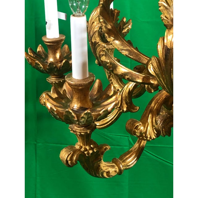 1990s Vintage Italian Hand Carved Eight Light Chandelier For Sale - Image 5 of 13