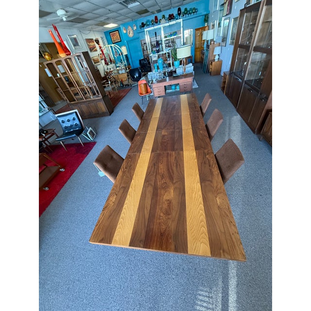 1970s Mid Century Modern Multi-Wood Dining Table Designed by Milo Baughman for Directional Furniture’s Gallery One Line For Sale - Image 9 of 12