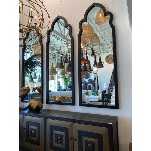 2020s Black Moorish Wood Full Length Mirror For Sale - Image 5 of 6