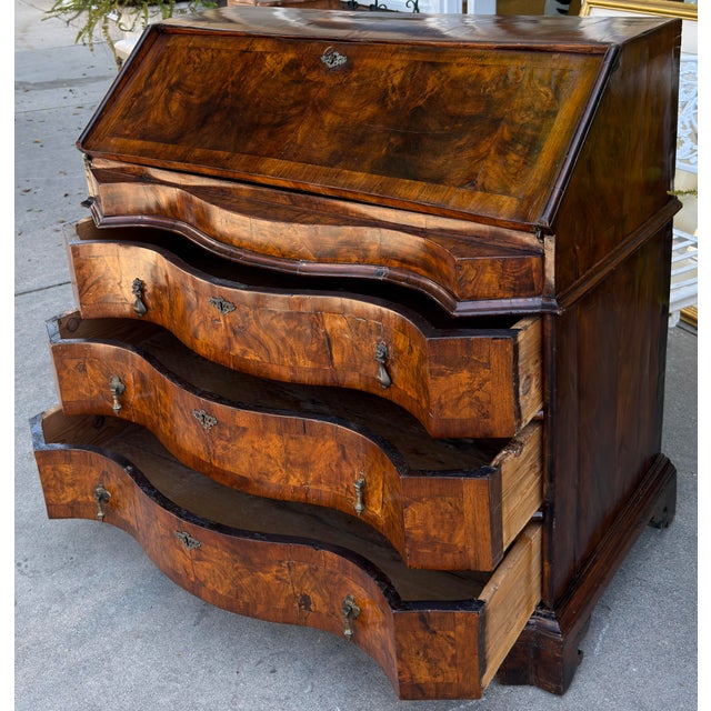 18th Century Antique 18th C Burl Walnut Dutch Secretary Desk For Sale - Image 5 of 8