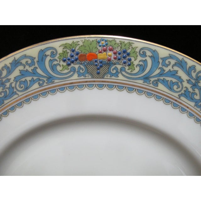 Early 20th Century Lenox China Autumn Flower & Fruit Basket 10 1/2" Dinner Plate Set of 6 For Sale - Image 5 of 8