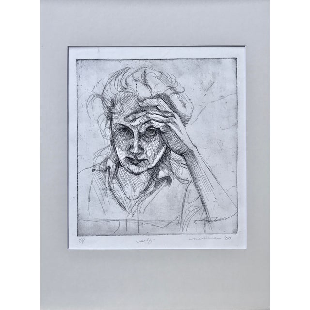Realism Vintage Original Etching Self Portrait by Melissa Weinman For Sale - Image 3 of 9