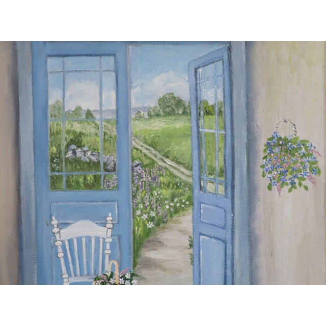 Mid-Century Modern 'Open Doors to Summer' Vintage Swedish Interior Scene Oil Painting, Framed For Sale - Image 10 of 14