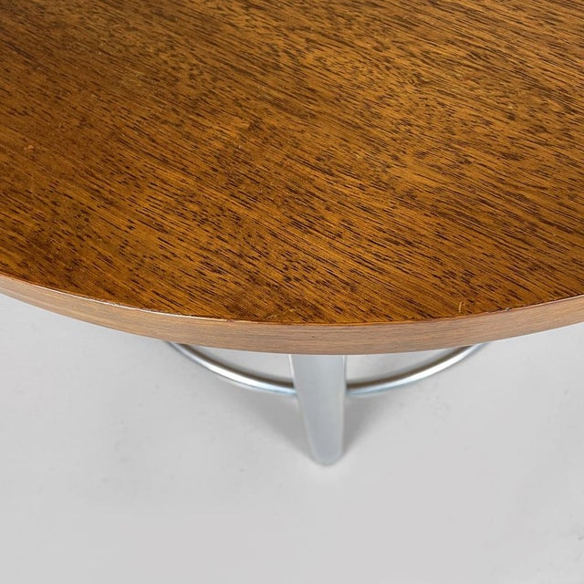 Italian Bauhaus Round Coffe Table in Wood and Metal, 1930s For Sale - Image 4 of 17