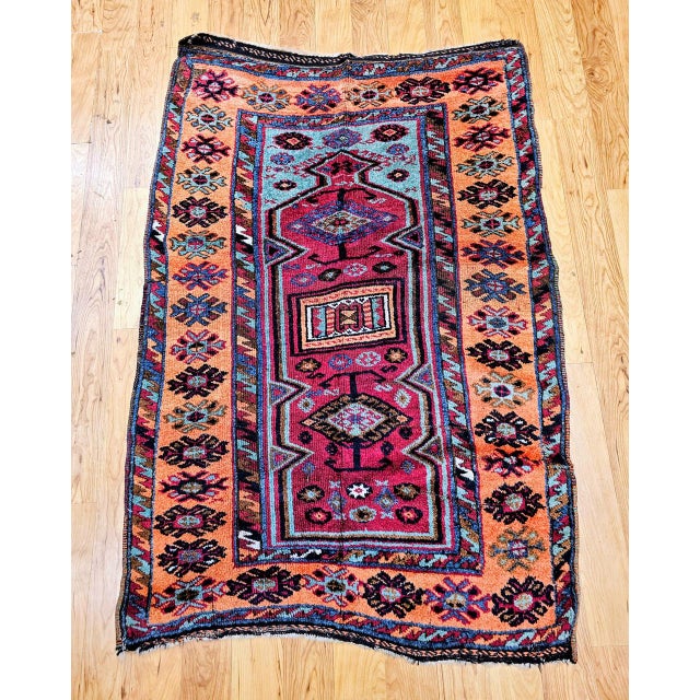 This exceptional handwoven Anatolian prayer rug from the fourth quarter of the 19th century showcases the artistry of late...