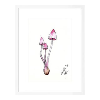 Pink Mushroom II by Lia Burke Libaire in White Frame, XS Art Print For Sale