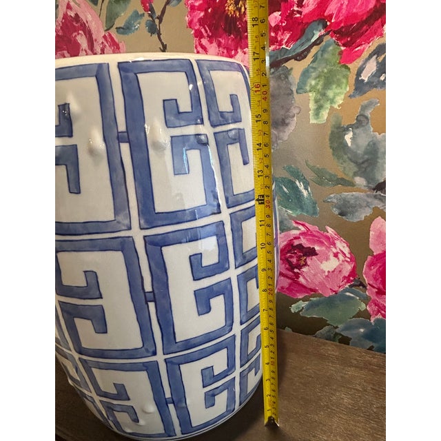 Greek Key Garden Stool / Plant Stand For Sale In Phoenix - Image 6 of 6