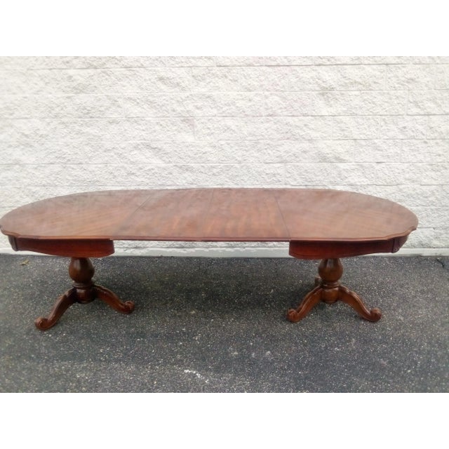 Vintage French Provincial Pedestal Dining Table With 2 Leaves 102" Long