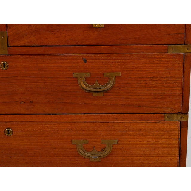 Wood English 19th Century Teak Campaign Chest with Five Drawers and Brass Hardware For Sale - Image 7 of 12
