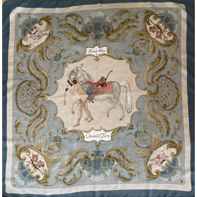 HERMÈS Cashmere Scarf “CHEVAL TURC” 1970 For Sale