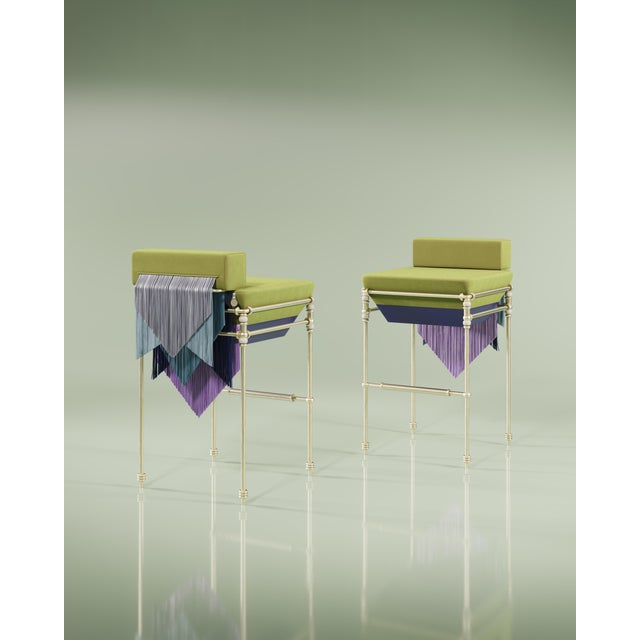 Metal Seraphine Bar Chair with Fringes by Ottiu For Sale - Image 7 of 16