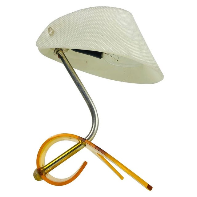 White and Orange Acrylic Glass Table Lamp, 1970s For Sale - Image 11 of 11