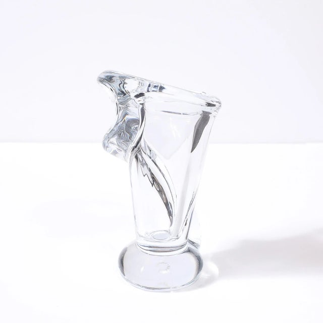 Mid-Century Modern Mid-Century Modernist Crystal Vase With Amorphic Single Helix Signed Art Vannes For Sale - Image 3 of 15
