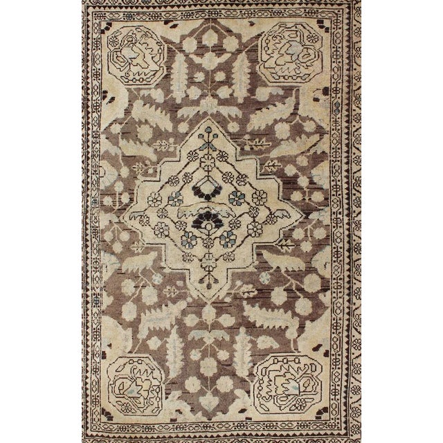Tribal Vintage Persian Lilihan Rug With Central Medallion Warm Neutrals 4'3 X 6'9 For Sale - Image 3 of 13